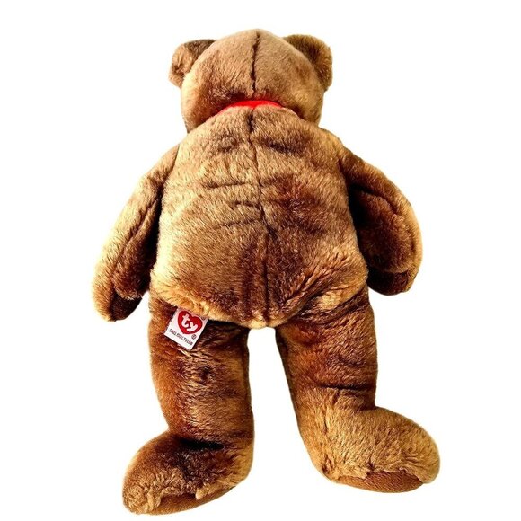 Ty 1999 Britannia Beanie Buddy Plush Brown Bear 13" Hand Made Pellet Bottom - Picture 6 of 9
